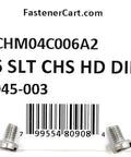 Tough As Nails Stainless Steel M4 Machine Screws Slotted Cheese Head Din84 Grade A2-70 with packaging details.