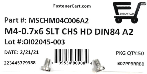 Tough As Nails Stainless Steel M4 Machine Screws Slotted Cheese Head Din84 Grade A2-70 with packaging details.