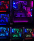 PC chassis with Magnetic PC RGB LED Strip With Clear Silicone Cover, 36 LEDs Not Addressable, various lighting effects shown.