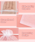Close-up features of White Organza Gift Bags 50 Pack 8x12 Inches Drawstring Bulk Mesh Bags For Wedding Favors
