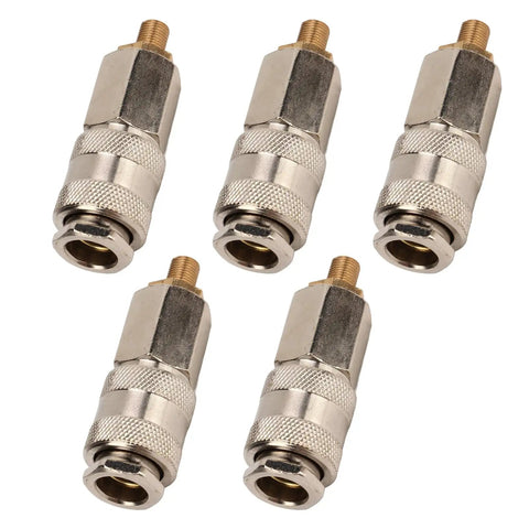 5 Pcs Universal Tire Inflator Adapter And Air Compressor Quick Swap Connector Set features durable metal connectors for efficient air inflating.