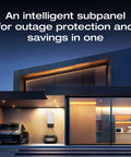 Modern home with Smart Home Panel 2 Center Of Your Whole Home Backup System connected to garage wall.
