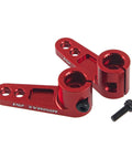 Beefy Aluminum 25T Servo Horn Steering Arm For 1 By 8 And 1 By 10 RC Cars CNC Machined 25 Tooth 16Mm Center in red, front view