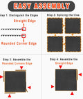 Interlocking EVA Foam Gym Mats Set With 20 Puzzle Tiles showing assembly steps with straight and rounded corner edges