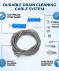 Tough Galvanized Drain Auger Cable With Six Heavy Cutter Blades For Blasting Kitchen Sink And Bathroom Pipe Clogs Fast Without Breaking A Sweat On Any Mess features durable galvanized steel, flexible design, and versatile cutters.