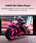 Kids Bluetooth MP3 Player With WiFi And 4.0 Inch Touch Screen Android Music Player displaying futuristic pink motorcycle