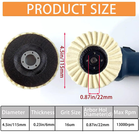 4.5 Inch Wool Polishing Pad For Angle Grinder Buffing Wheel To Shine Metal Marble Stone Furniture And Car Wax Natural Wool
