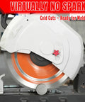 Close-up of a 14 Inch 66T Cermet Metal Cutting Saw Blade With No Heat No Burrs And Sparks For Mild Steel Angle Iron And Pipe