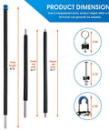 Heavy Duty Universal Trampoline Enclosure Poles Kit For Six Straight Tubes Fits 10 To 16 Foot Nets product dimensions with total lengths and pole sizes.