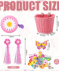 27 Piece Lil Pink Kids Bike Accessories Set For Girls Cute Flower Bell Handlebar Streamers Tassels Butterfly Decoration Wheel