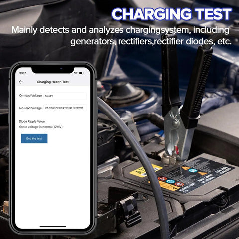 Upgrade Bluetooth Car Battery Tester For 6V And 12V Systems With 100-2000 CCA, Cranking And Alternator Analysis, Battery Load Testing, Volt Meter, Android iPhone And Launch X431 Compatible, SUV Truck Motorcycle RV ATV Pro Grade Gadget testing car charging system on battery