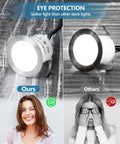 Comparison of Low Voltage Recessed Deck Light Kit With Transformer Dimmable Timer And Photocell Sensor, softer light vs others.