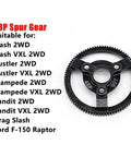 Beefed Up Hardened Steel Spur Gear 48P 90T for 1/10 RC Cars Upgrade displayed with compatibility list