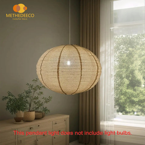 20 Inch Natural Linen Plug In Pendant Light With 16 Foot Cord And E26 Socket Renter Friendly No Sweat Setup hanging in a modern room.