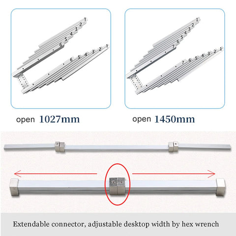 Beefy Aluminum Telescopic Cabinet Drawer Slide Rail For Concealed Desks And Kitchen Countertops 1450mm open view
