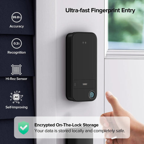 Slick Matte Black Smart Keyless Entry Door Lock With Fingerprint Scanner And Touchscreen Keypad Featuring Apple Home Key Compatibility For Dead Simple Access And Rock Solid Security Without Setup Hassles