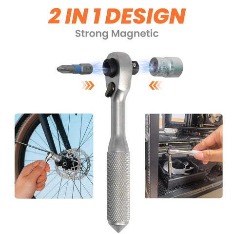 Dope Magnetic Bit Driver And Mini Ratchet Set With A 72 Teeth Bidirectional Ratchet And 70 Nm Torque in use on bike and PC