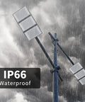 Heavy-Duty 600W LED Flood Light, 60,000 Lumen Ultra-Bright Outdoor Security Lighting With Wide Beam shown in rainy weather