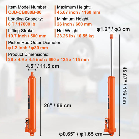 Rock Solid Hydraulic Long Ram Jack With Double Piston Pump And Clevis Base For Engine Hoists And Shop Cranes Adjustable Twenty Six To Forty Six Inch Lift Built Like A Boss For Garage Hustling Daily