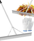 Aluminum Landscape Rake 36 Inch Head 67 Inch Handle Ideal For Lawn Care And Soil Loosening Leaves Weeds Garden Pond Beach Cleanup