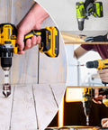5 Piece Countersink Drill Bit Set With 82 Degree 5 Flute HSS Bits And Quick Change Hex Shank for various materials, shown in use