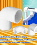 Four Piece Two Inch PVC Elbow Fittings 90 Degree Right Angle Two Way Adapters For Sch 40 PVC Pipe DIY Frames Shelves And Corners