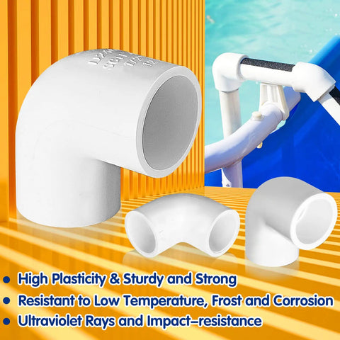 Four Piece Two Inch PVC Elbow Fittings 90 Degree Right Angle Two Way Adapters For Sch 40 PVC Pipe DIY Frames Shelves And Corners