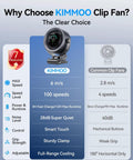 Comparison chart showing features of Rechargeable Clip On Fan 4000mAh With 100 Speed Touch Control LED Display 360 Degree Rotation