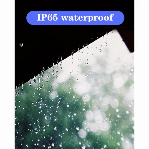 Raindrops on a window displaying IP65 waterproof feature, emphasizing durability for Solar Led Outdoor Garden Flood Light, Ip67 Waterproof, Solar Flood Lig,，，.