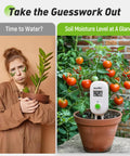 Smart Wireless Plant Moisture Meter For Indoor And Outdoor Gardens With Capacitive Probe Real Time Leave In Soil Hygrometer Sensor LCD Display Requires WiFi Hub No Hassle Two Pack monitoring tomato plant