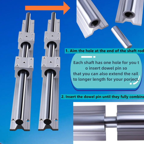 Beefed-Up SBR20 Linear Rail Kit 3000mm Set With Four 1500mm Rails, Eight SBR20UU Bearing Blocks, Dowel Pins, Adjustment Handles