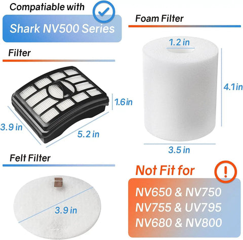 Shark NV500 Series Vacuum Filter Replacement Felt For NV501 NV502 NV503 NV505 NV510 NV520 NV552 NV640 NV642 UV560 XFF500 Easy Install Washable Replacement For Rotator Vacuum
