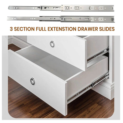 Heavy Duty 22 Inch Drawer Slides Pack Of 4 Full Extension Rails With 46mm Side Mount Ball Bearings, zinc plated steel
