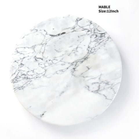 12 Inch Solid Marble Lazy Susan Turntable With Buttery Smooth Swivel Base For Zero Fuss Kitchen Countertop Organization