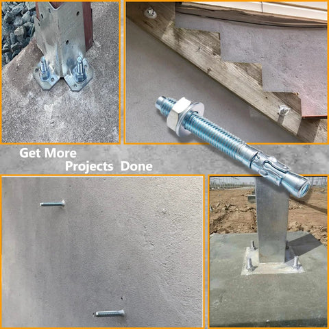 Heavy Duty Half Inch By Three Inch Wedge Anchors Zinc Coated For Concrete Walls And Cement Bases 10 Pcs Carbon Steel Anchors Resistant To Deformation And Rust Ideal For Bathrooms Laundry Rooms And Humid Environments installed.