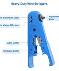 Two Pack Tough As Nails Wire Strippers For Thick Wires With Adjustable Blade For 8 To 16 AWG Cables Cutter Included Blue