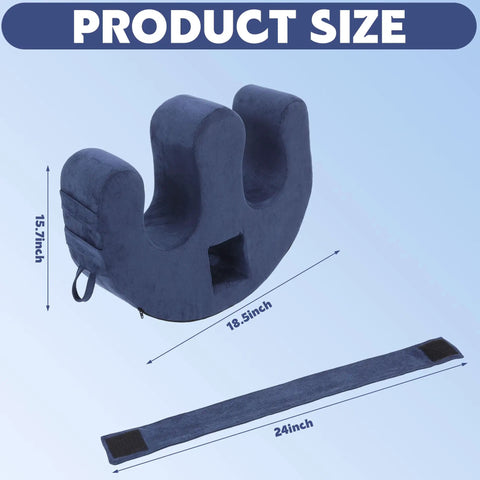 Easy Bedridden Patient Turning Pillow With Handle Hole U Shaped Velvet Nursing Pillow shown with dimensions 18.5x15.7x24 inches.