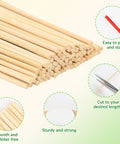 150 Piece Smooth Wooden Dowel Rods 1/8 By 12 Inches Solid Craft Sticks Hella Durable Wood Dowels For DIY Flower Bouquets, close-up of stacked dowel rods.