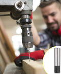 2 Pack 1/4 To 1/8 Collet Adapter For CNC Lathe And Router Bits in use on a drill, showing high carbon steel construction.