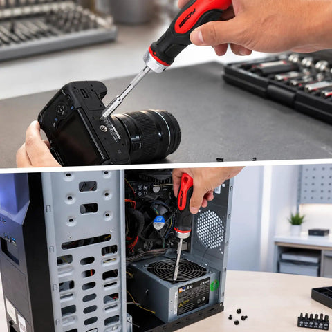 Ultimate 26-Piece Ratcheting Screwdriver Bit Set With S2 Steel Bits, Magnetic Driver And Telescopic Rod Perfect For Any Garage, Home Repair Or DIY Project That Demons High Performance And Reliability used on camera and PC repairs