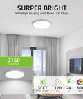 2 Pack 12 Inch LED Round Flat Panel Light With 3 CCT Selectable Color Temperature 3000K 4000K 5000K 24W Edge Lit Flush Room