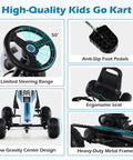 Kids Pedal Go Kart With Adjustable Seat Handbrake Free Wheel And Pedal Modes Four Wheel Ride On Toy Car feature details