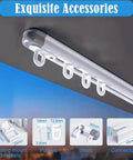 Ceiling Mount Telescopic Curtain Track System In White, Adjustable From 51.1 To 94.4 Inches, Easy Install, Smooth Aluminum Rail For Drapes, DIY Friendly, Durable Ceiling Curtain Rail For Living Room with ceiling brackets and pulleys