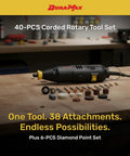 Rotary Tool Kit With 40 Piece Accessory Set Including Diamond Point Bits And Carry Case Variable Speed 8000 To 30000 RPM 120V