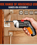 Person using Rugged 14 Piece Tamper Resistant Torx Bit Set in S2 Alloy Steel T5 to T40 Security Star Bits with driver on cabinet