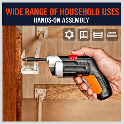 Person using Rugged 14 Piece Tamper Resistant Torx Bit Set in S2 Alloy Steel T5 to T40 Security Star Bits with driver on cabinet