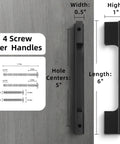 Diagram of Matte Black Cabinet Pulls 5 Inch Center To Center Aluminum Drawer Handles Set of 10 showing dimensions and screws included