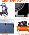 Image showing wide application of Heavy Duty Anti Vibration Foot Pad Isolator Rubber Bumpers on air compressor, speaker, trailer, and power washer.