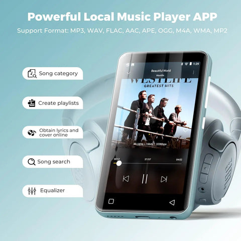 160GB Bluetooth WiFi MP3 Player For Kids With 4.0 Inch Touch Screen Android Music Player And Speaker No Phone Needed