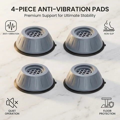 Four gray pads from Upgraded 8 Pack Anti Vibration Washer Pads With Anti Slip Rubber Feet, Shock Absorption For Washers Dryers Refrigerators